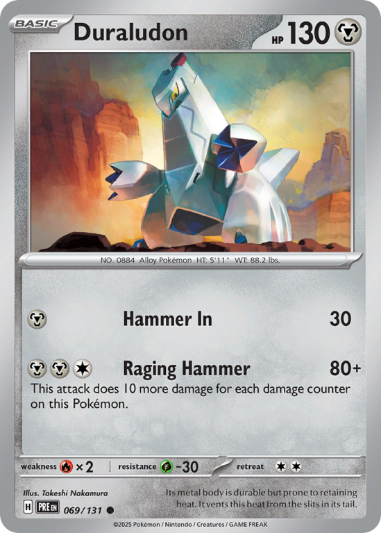 Pokémonkaart Duraludon nummer 69/131 uit de set Prismatic Evolutions (Scarlet & Violet)