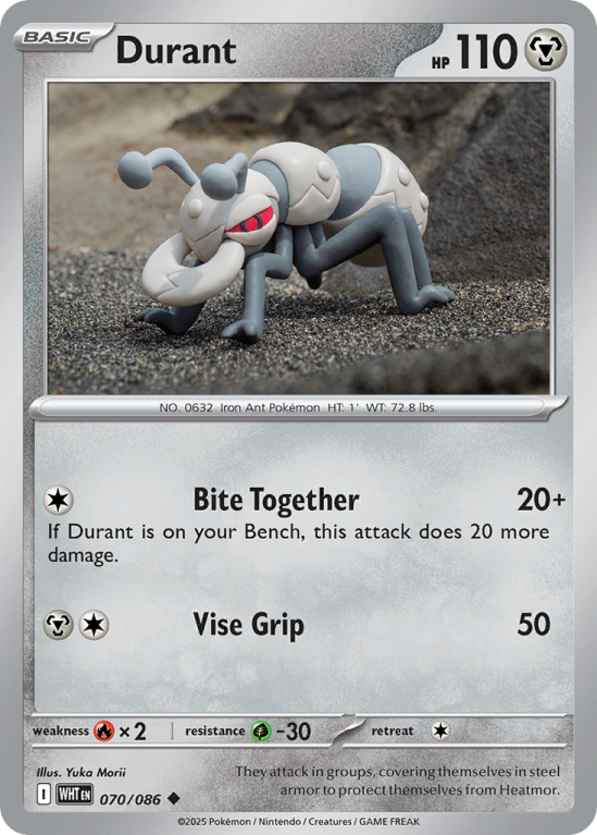 Pokémonkaart Durant nummer 70/86 uit de set White Flare (Scarlet & Violet)