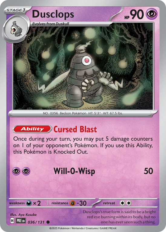 Pokémonkaart Dusclops nummer 36/131 uit de set Prismatic Evolutions (Scarlet & Violet)