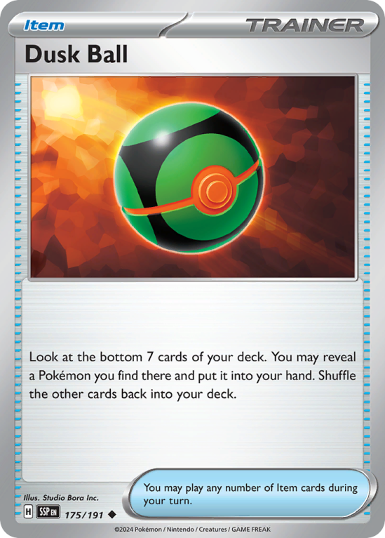 Pokémonkaart Dusk Ball nummer 175/191 uit de set Surging Sparks (Scarlet & Violet)