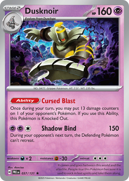 Pokémonkaart Dusknoir nummer 37/131 uit de set Prismatic Evolutions (Scarlet & Violet)