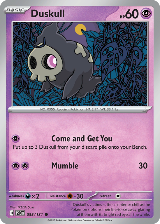 Pokémonkaart Duskull nummer 35/131 uit de set Prismatic Evolutions (Scarlet & Violet)