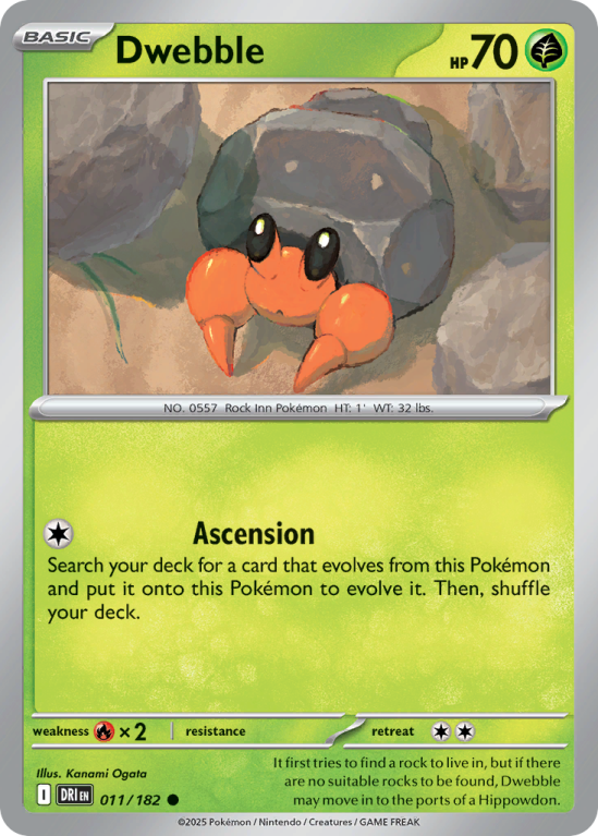 Pokémonkaart Dwebble nummer 11/182 uit de set Destined Rivals (Scarlet & Violet)