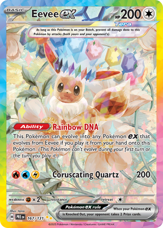 Pokémonkaart Eevee ex nummer 167/131 uit de set Prismatic Evolutions (Scarlet & Violet)
