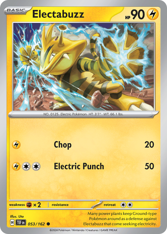 Pokémonkaart Electabuzz nummer 53/162 uit de set Temporal Forces (Scarlet & Violet)
