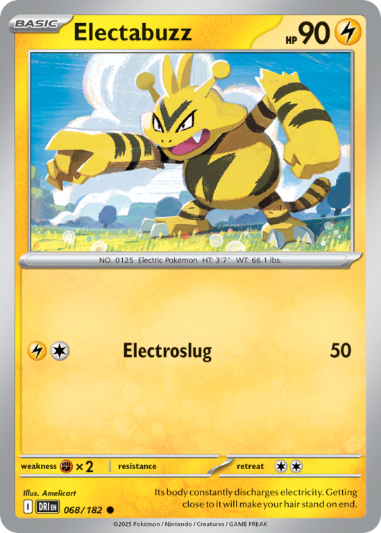 Pokémonkaart Electabuzz nummer 68/182 uit de set Destined Rivals (Scarlet & Violet)