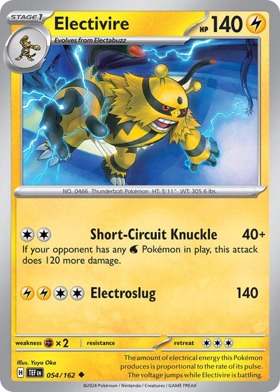 Pokémonkaart Electivire nummer 54/162 uit de set Temporal Forces (Scarlet & Violet)