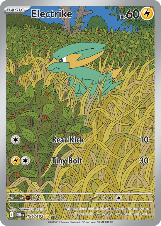 Pokémonkaart Electrike nummer 196/182 uit de set Destined Rivals (Scarlet & Violet)