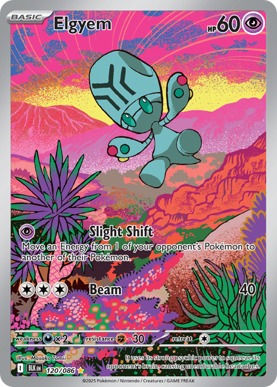 Pokémonkaart Elgyem nummer 120/86 uit de set Black Bolt (Scarlet & Violet)