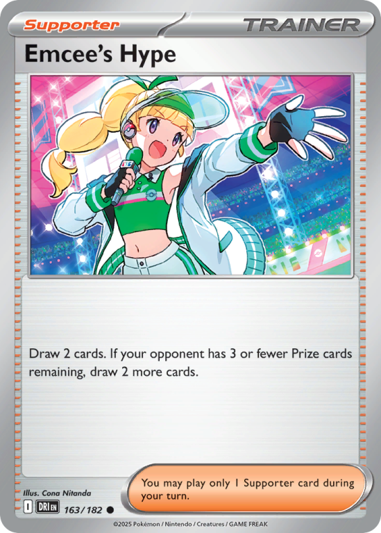Pokémonkaart Emcee's Hype nummer 163/182 uit de set Destined Rivals (Scarlet & Violet)