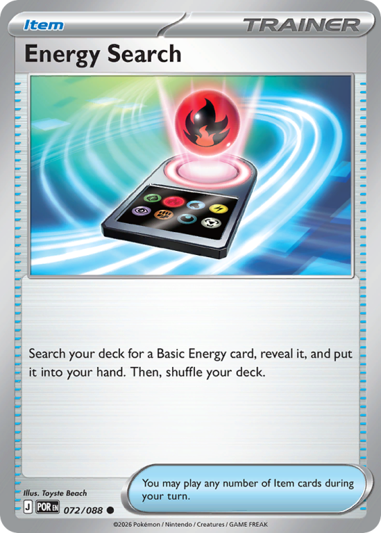 Pokémonkaart Energy Search nummer 72/88 uit de set Perfect Order (Mega Evolution)