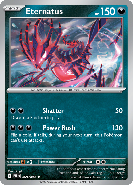 Pokémonkaart Eternatus nummer 69/94 uit de set Phantasmal Flames (Mega Evolution)