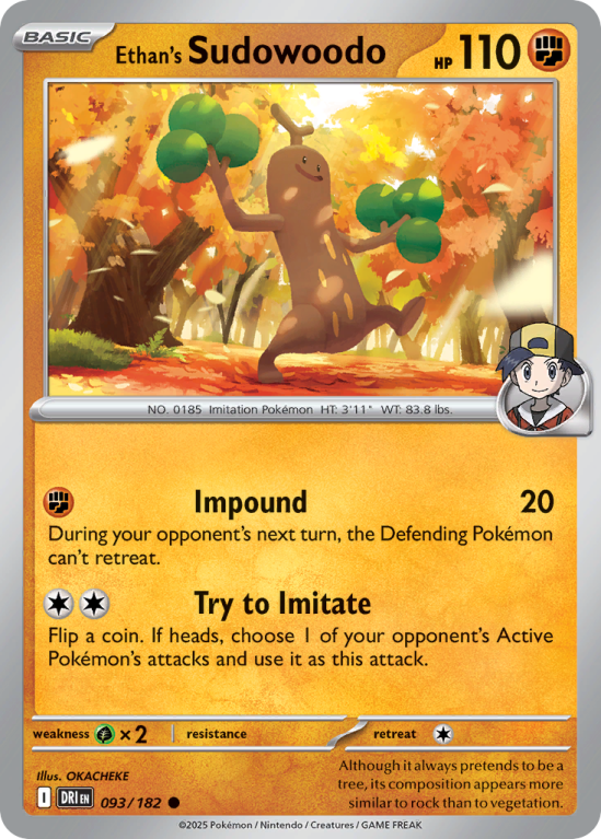Pokémonkaart Ethan's Sudowoodo nummer 93/182 uit de set Destined Rivals (Scarlet & Violet)
