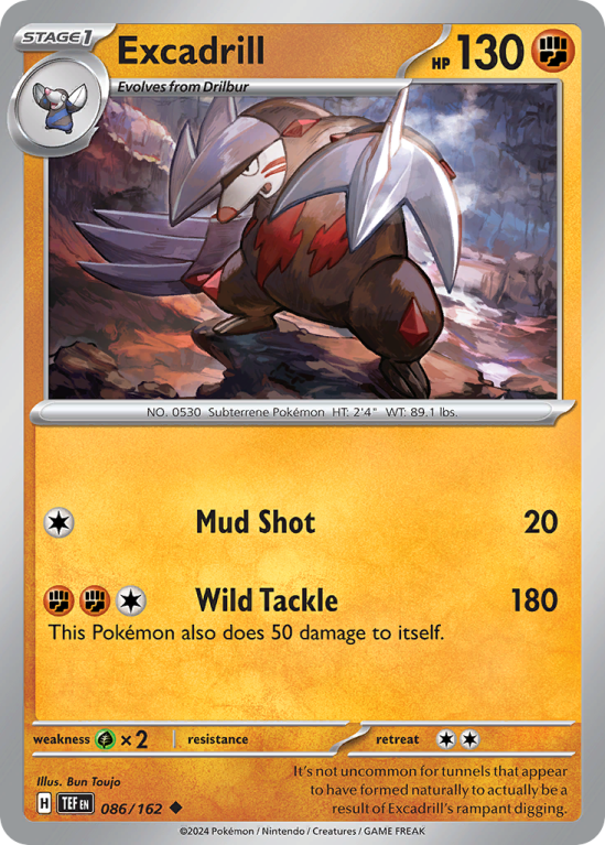 Pokémonkaart Excadrill nummer 86/162 uit de set Temporal Forces (Scarlet & Violet)