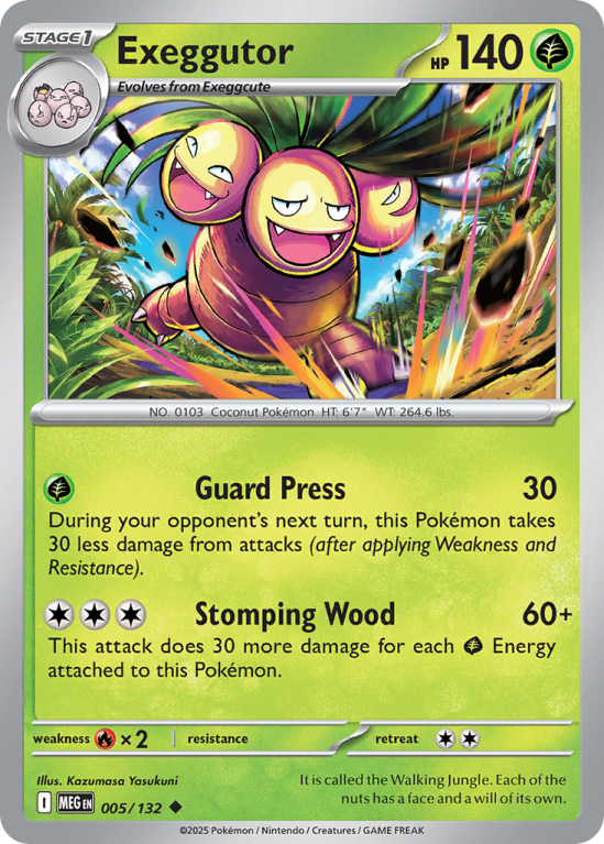 Pokémonkaart Exeggutor nummer 5/132 uit de set Mega Evolution