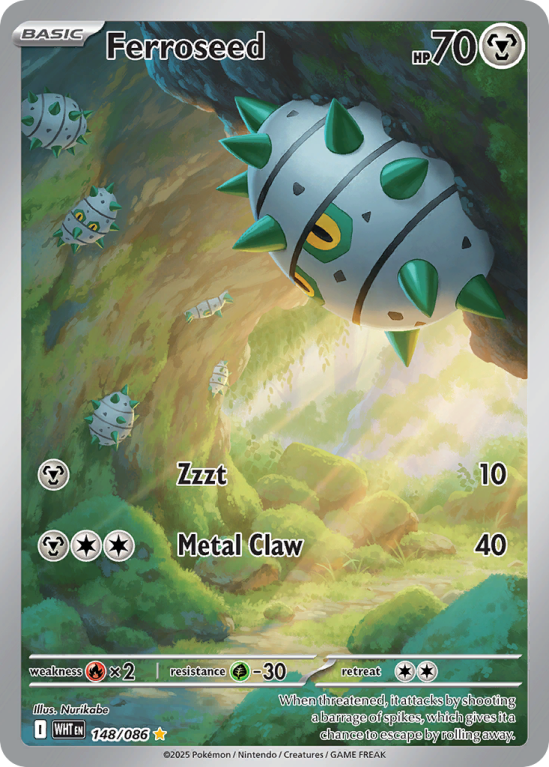 Pokémonkaart Ferroseed nummer 148/86 uit de set White Flare (Scarlet & Violet)