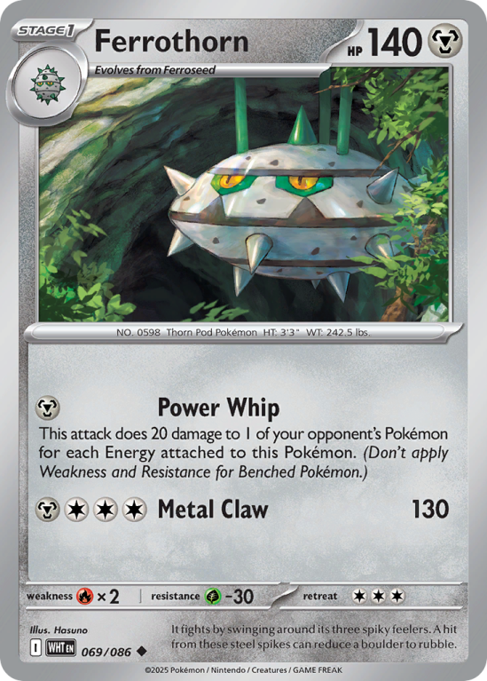 Pokémonkaart Ferrothorn nummer 69/86 uit de set White Flare (Scarlet & Violet)