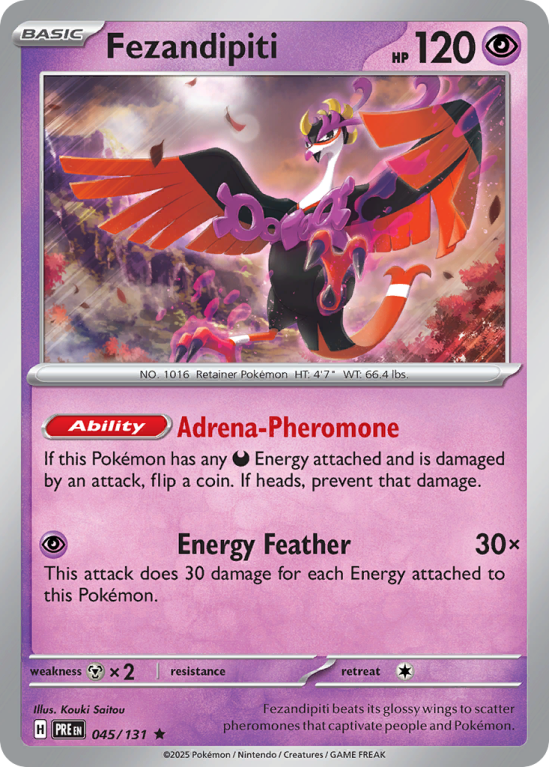 Pokémonkaart Fezandipiti nummer 45/131 uit de set Prismatic Evolutions (Scarlet & Violet)