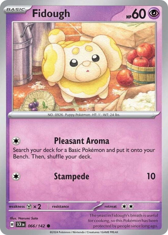 Pokémonkaart Fidough nummer 66/142 uit de set Stellar Crown (Scarlet & Violet)