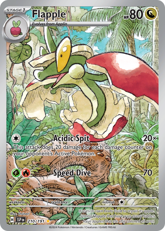 Pokémonkaart Flapple nummer 210/191 uit de set Surging Sparks (Scarlet & Violet)