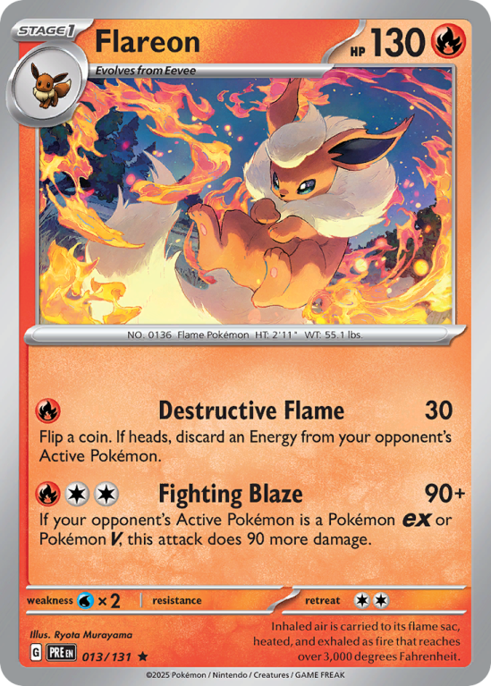 Pokémonkaart Flareon nummer 13/131 uit de set Prismatic Evolutions (Scarlet & Violet)