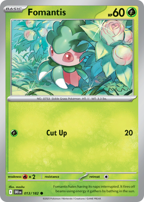 Pokémonkaart Fomantis nummer 13/182 uit de set Destined Rivals (Scarlet & Violet)