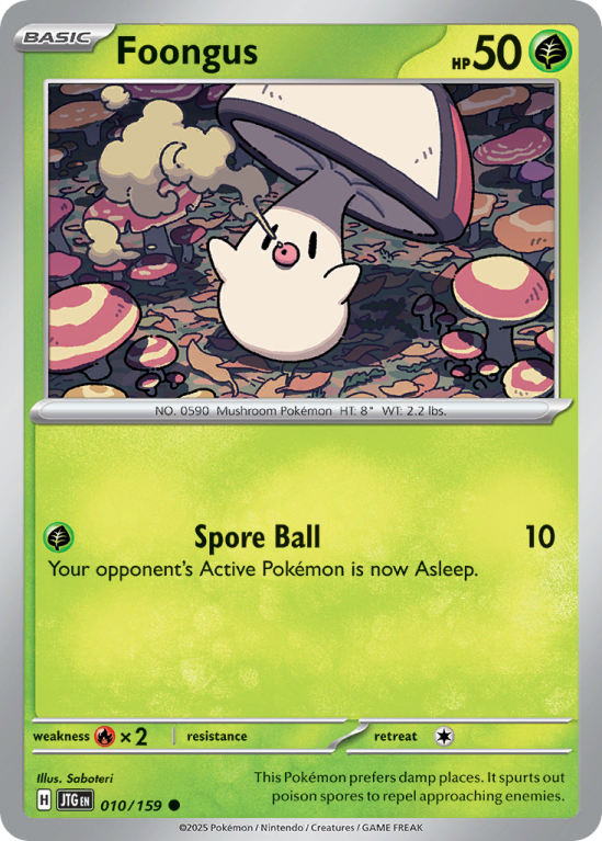 Pokémonkaart Foongus nummer 10/159 uit de set Journey Together (Scarlet & Violet)