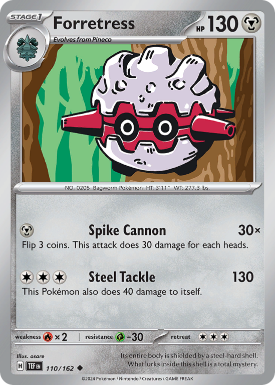 Pokémonkaart Forretress nummer 110/162 uit de set Temporal Forces (Scarlet & Violet)