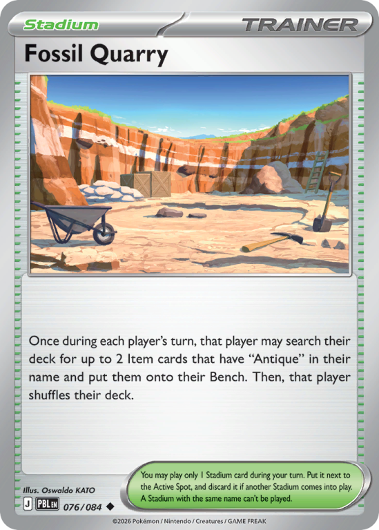 Pokémonkaart Fossil Quarry nummer 76/84 uit de set Pitch Black (Mega Evolution)