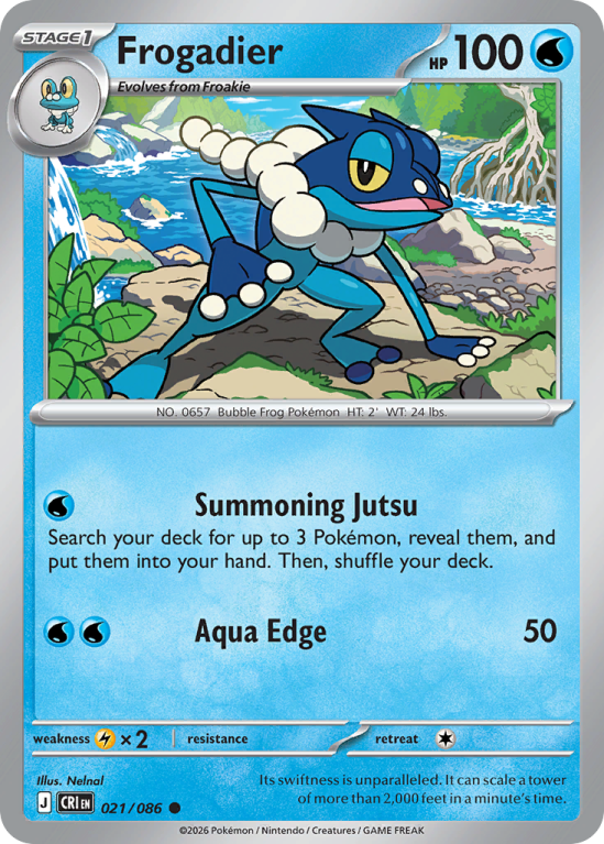 Pokémonkaart Frogadier nummer 21/86 uit de set Chaos Rising (Mega Evolution)