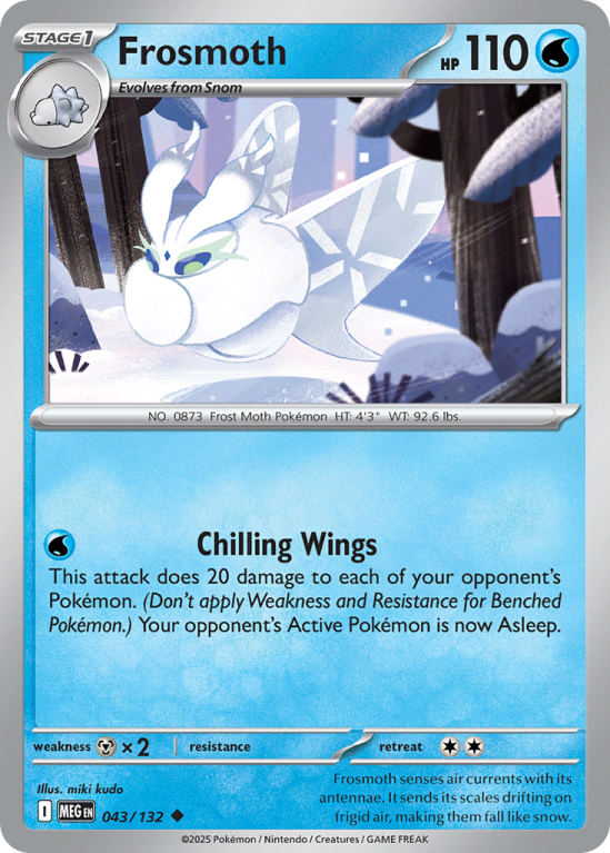 Pokémonkaart Frosmoth nummer 43/132 uit de set Mega Evolution