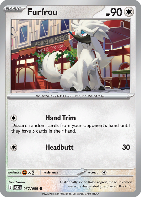 Pokémonkaart Furfrou nummer 67/88 uit de set Perfect Order (Mega Evolution)
