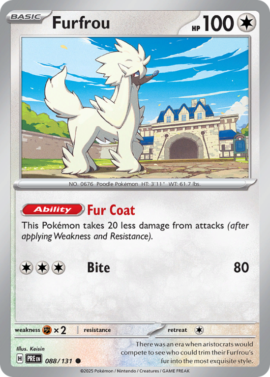 Pokémonkaart Furfrou nummer 88/131 uit de set Prismatic Evolutions (Scarlet & Violet)
