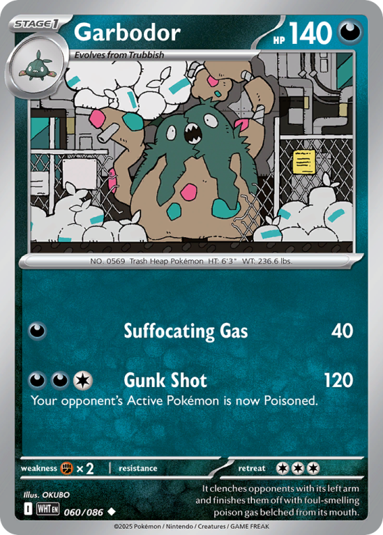 Pokémonkaart Garbodor nummer 60/86 uit de set White Flare (Scarlet & Violet)