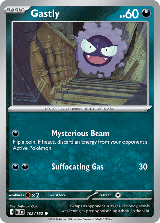 Pokémonkaart Gastly nummer 102/162 uit de set Temporal Forces (Scarlet & Violet)