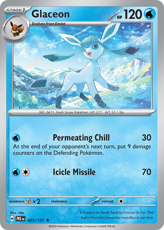 Pokémonkaart Glaceon nummer 25/131 uit de set Prismatic Evolutions (Scarlet & Violet)