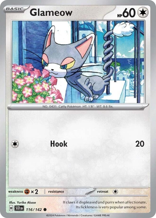 Pokémonkaart Glameow nummer 116/142 uit de set Stellar Crown (Scarlet & Violet)