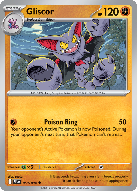 Pokémonkaart Gliscor nummer 50/94 uit de set Phantasmal Flames (Mega Evolution)