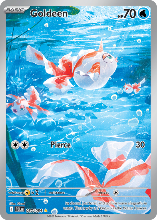 Pokémonkaart Goldeen nummer 87/84 uit de set Pitch Black (Mega Evolution)