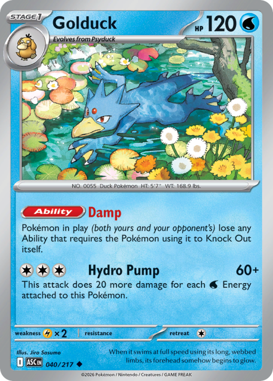 Pokémonkaart Golduck nummer 40/217 uit de set Ascended Heroes (Mega Evolution)