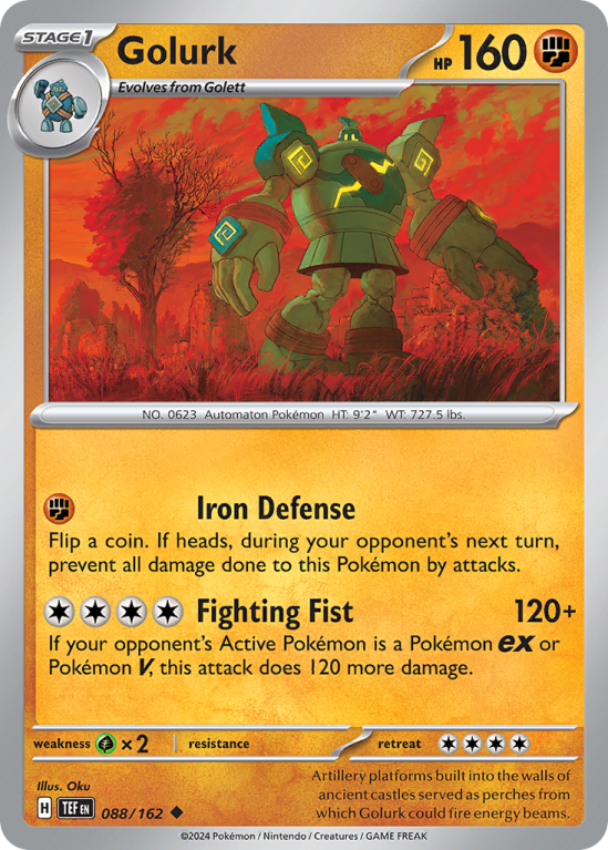 Pokémonkaart Golurk nummer 88/162 uit de set Temporal Forces (Scarlet & Violet)