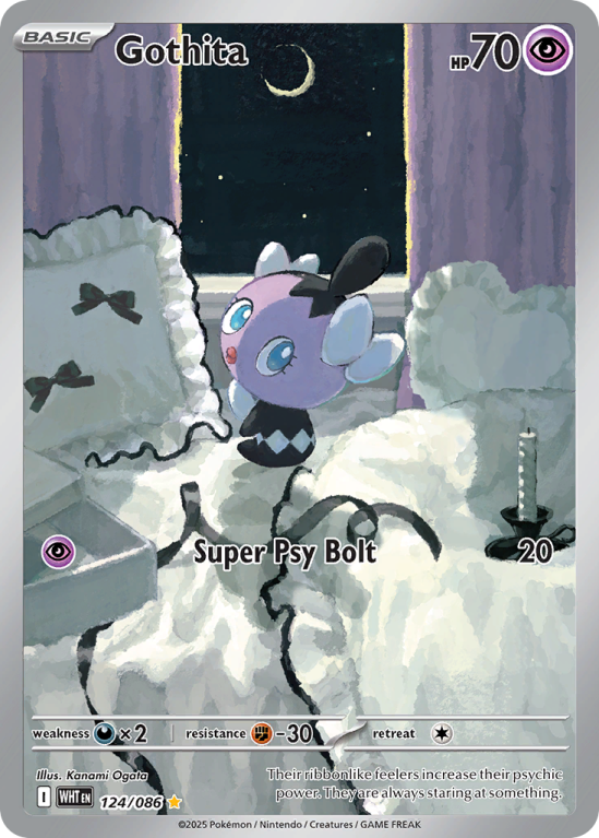 Pokémonkaart Gothita nummer 124/86 uit de set White Flare (Scarlet & Violet)