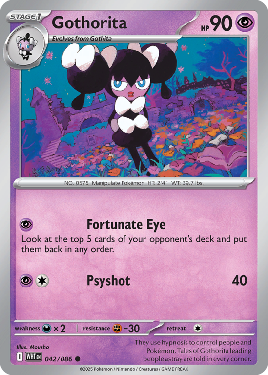 Pokémonkaart Gothorita nummer 42/86 uit de set White Flare (Scarlet & Violet)