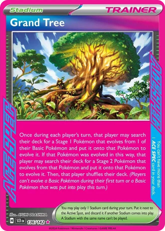 Pokémonkaart Grand Tree nummer 136/142 uit de set Stellar Crown (Scarlet & Violet)