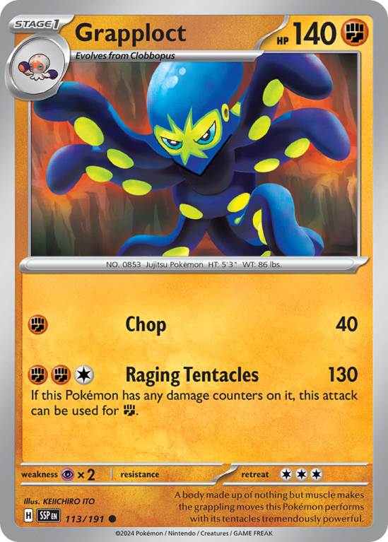 Pokémonkaart Grapploct nummer 113/191 uit de set Surging Sparks (Scarlet & Violet)