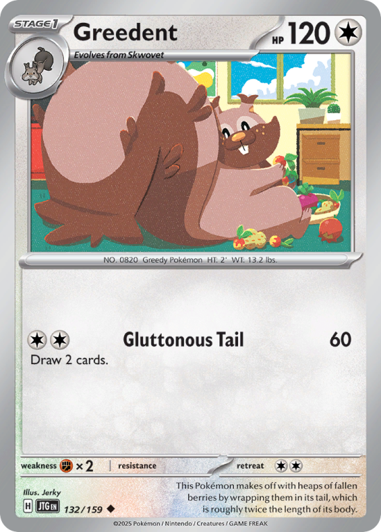 Pokémonkaart Greedent nummer 132/159 uit de set Journey Together (Scarlet & Violet)