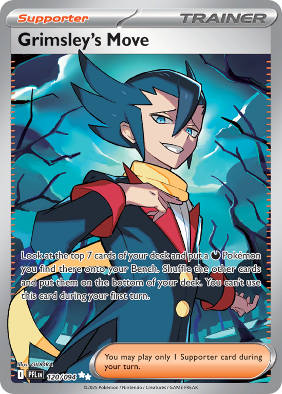 Pokémonkaart Grimsley's Move nummer 120/94 uit de set Phantasmal Flames (Mega Evolution)
