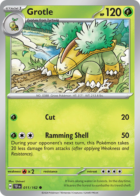 Pokémonkaart Grotle nummer 11/162 uit de set Temporal Forces (Scarlet & Violet)