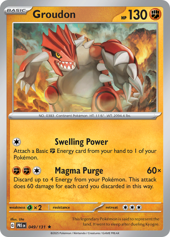 Pokémonkaart Groudon nummer 49/131 uit de set Prismatic Evolutions (Scarlet & Violet)