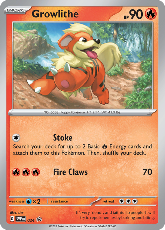 Pokémonkaart Growlithe nummer 24/14 uit de set Scarlet & Violet Black Star Promos (Scarlet & Violet)